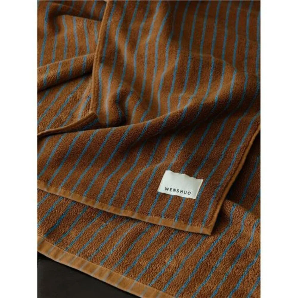 Caramel Striped Cotton Hand Towel Soft Absorbent Luxury Bathroom Face Towel